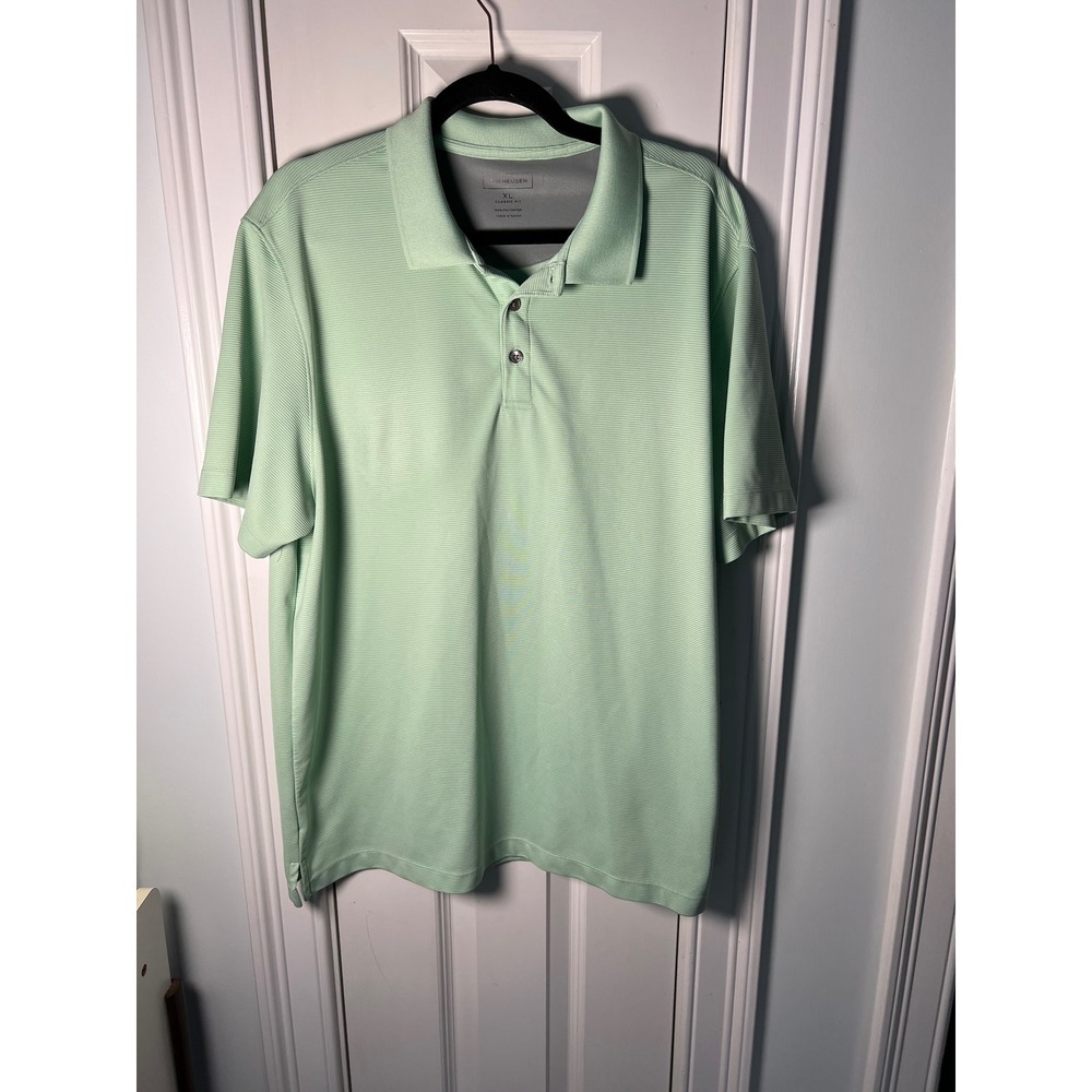 Van Heusen Mens XL Classic Fit Polo Shirt Mint Green Micro Ribbed 50K2122331
